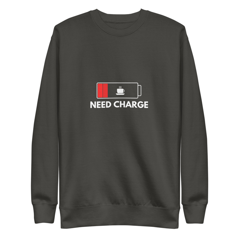 Need Charge - Premium Sweatshirt – 3XL, Vintage Black