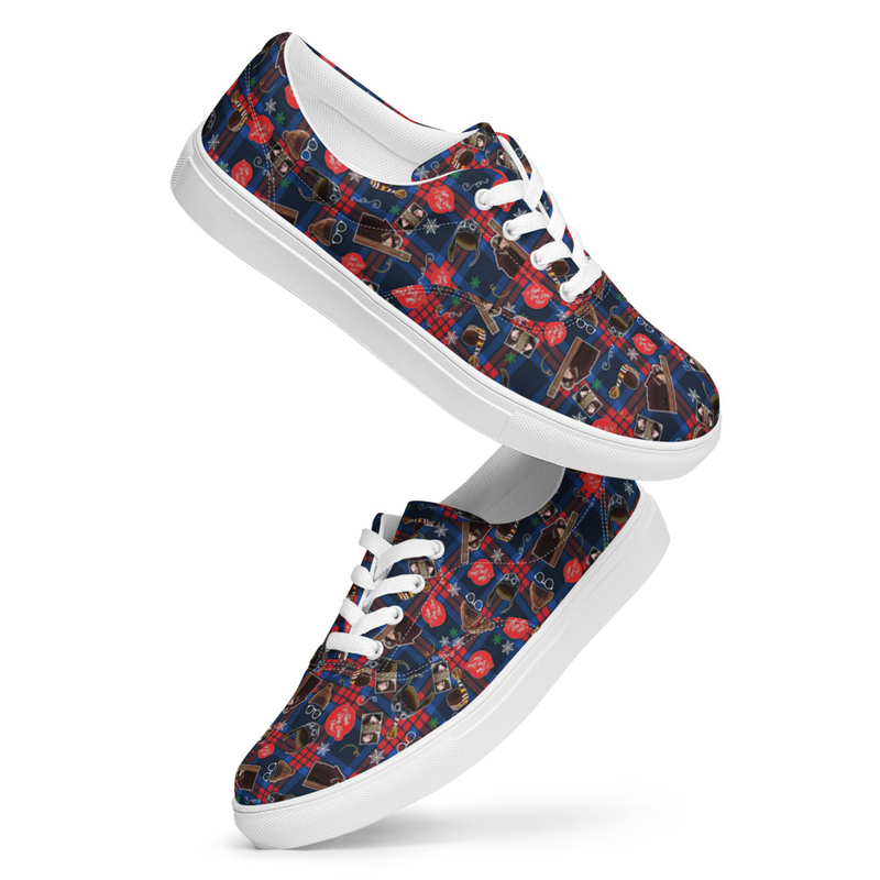 Women's "Blue Collage" Custom A Christmas Story Family Plaid Nostalgia Lace-Up Shoes