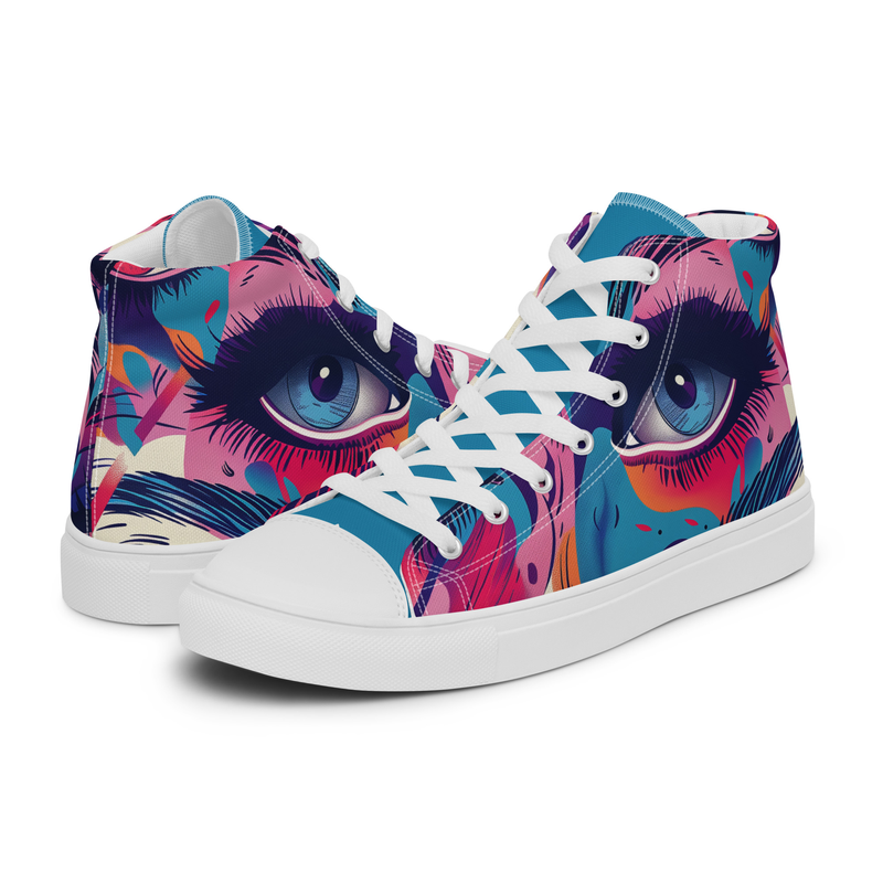 Midcentury Eyelashes Women’s high top canvas shoes