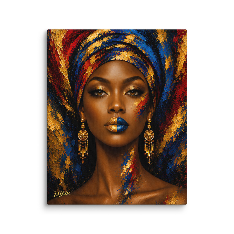 Regal Black Woman Canvas Wall Art | African Queen Portrait Home Decor