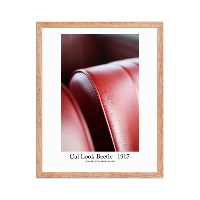 Cal Look Beetle 1967 – Framed Interior Wall Art – 16″×20″, Red Oak