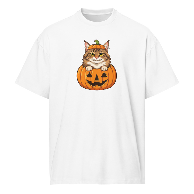 Maine Coon Cat Jack-O-Lantern Men's Box Tee