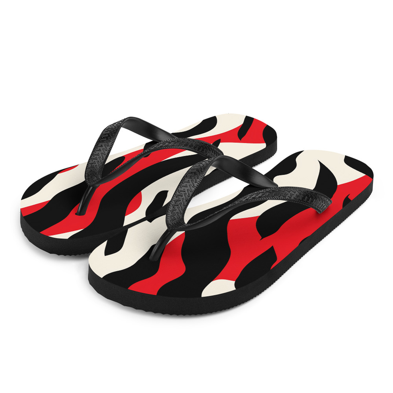 Red Black & White Tiger Stripes Flip-Flops House or Outdoor Slippers