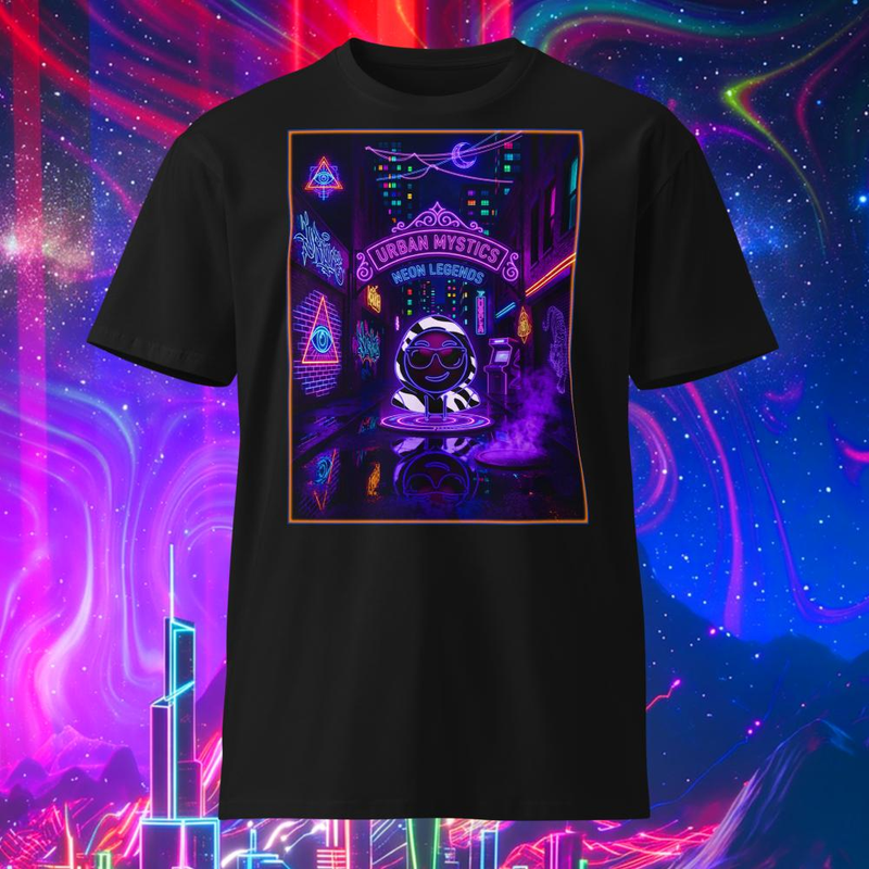 Urban Mystic, Neon Legend, Hipster Hustler Emoji T-shirt