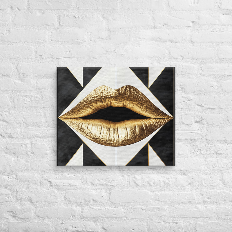 Geometric Lips on Canvas | Wall Art Decor