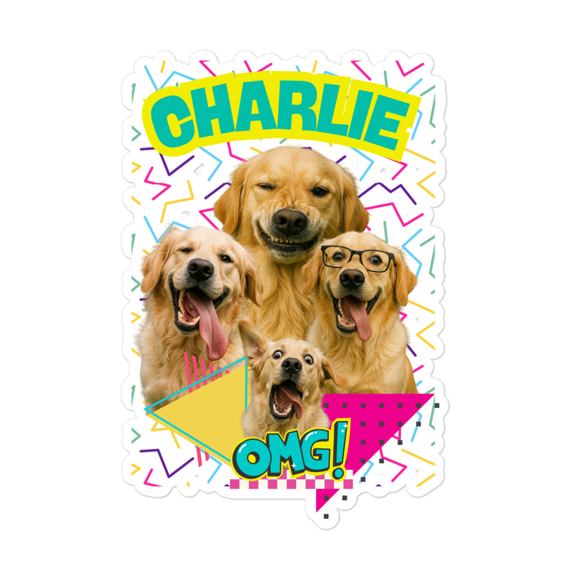 Retro Personalized Pet Party - Bubble-free stickers