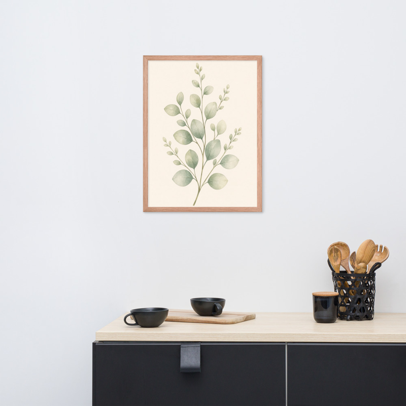 Layered Sage Leaves Framed Botanical Wall Art — Minimalist Watercolor — thumbnail 11