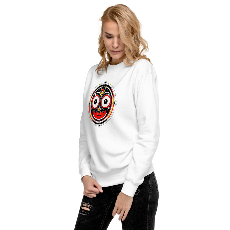 Jagannatha Abstract Premium Sweatshirt – S, White