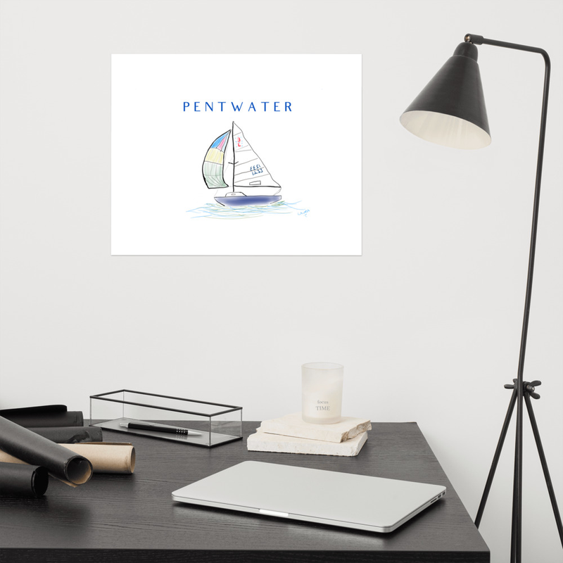 Clear Sailing In Pentwater Artistic Print – 16″×20″