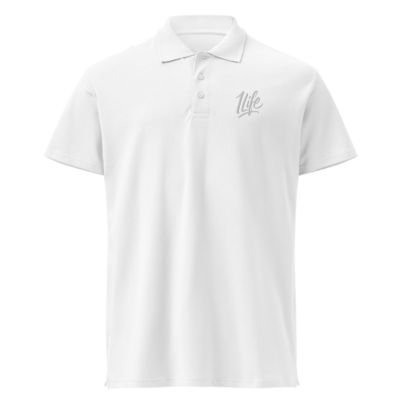 1Life // Premium pique polo shirt – S, White