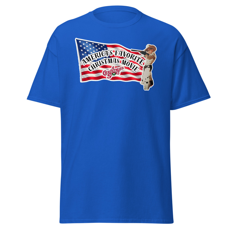 America's Favorite Christmas Movie Flag  With Ralphie T-Shirt – XL, Royal