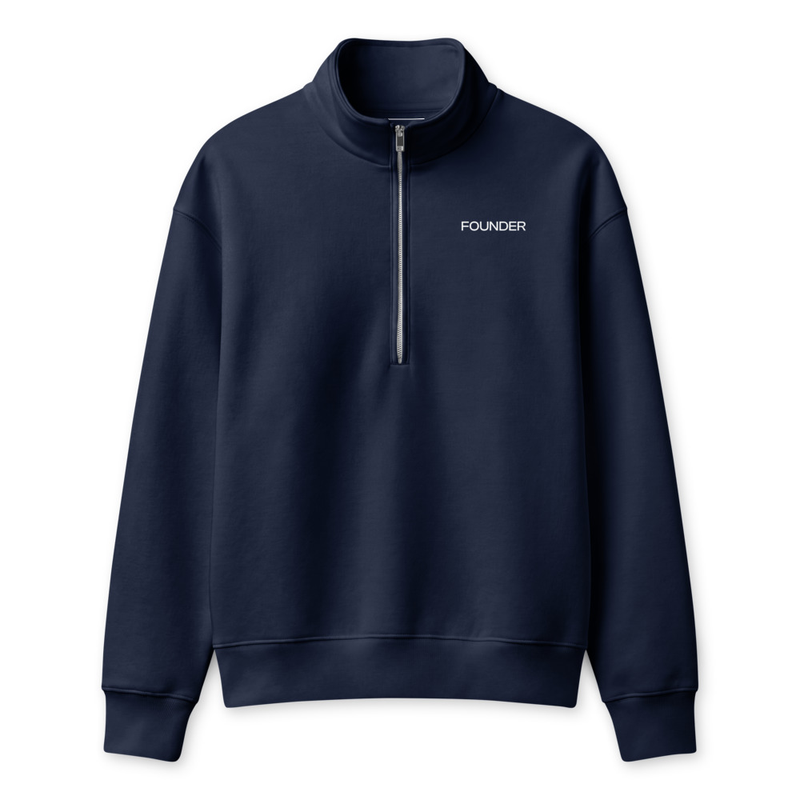 No Logos Blue Founder Half-Zip Pullover Unisex
