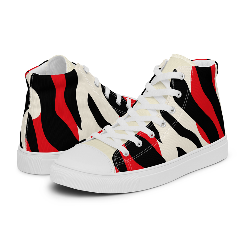 Black & Red Zebras Women’s high top canvas shoes