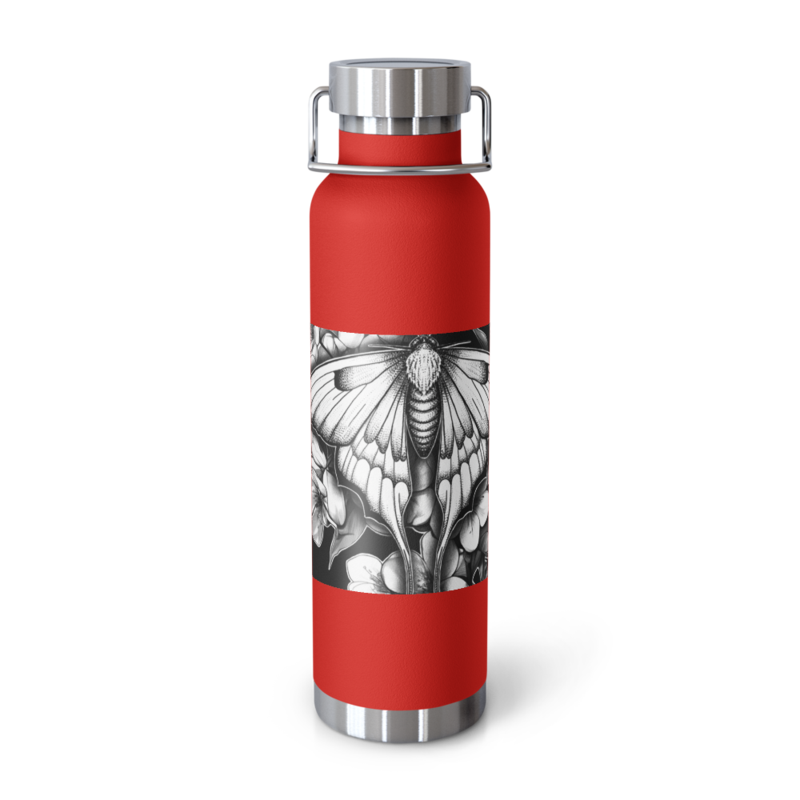 Burned Hearts Lunar Moth Copper Vacuum Insulated Bottle - by Tessa – 22oz, Red