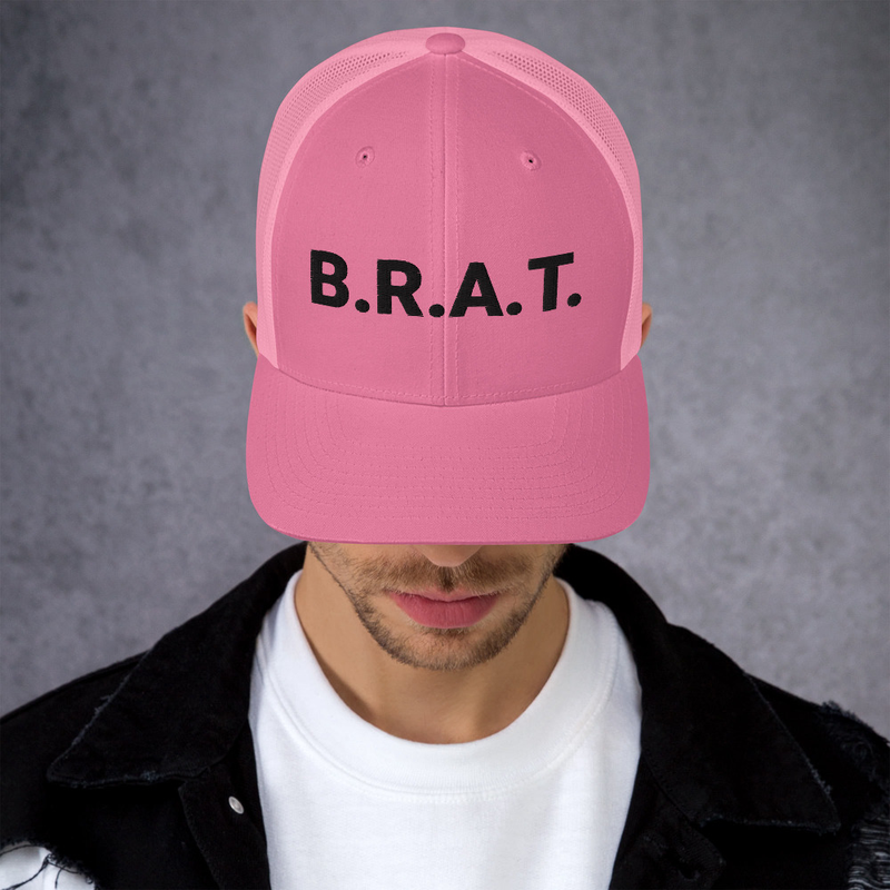 B.R.A.T. Trucker Hat – One size, Pink