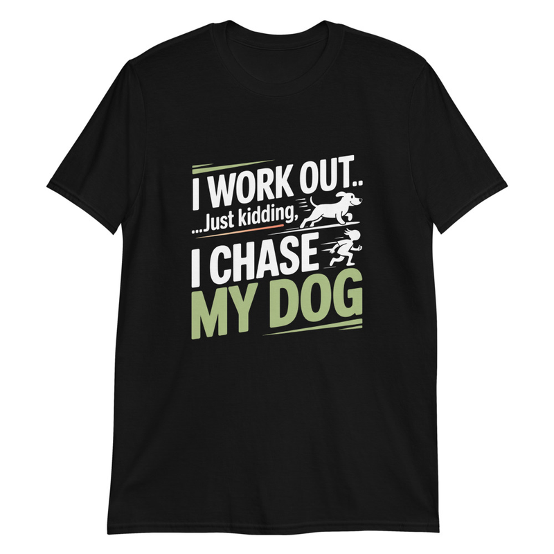 I Chase My Dog Tee in Black