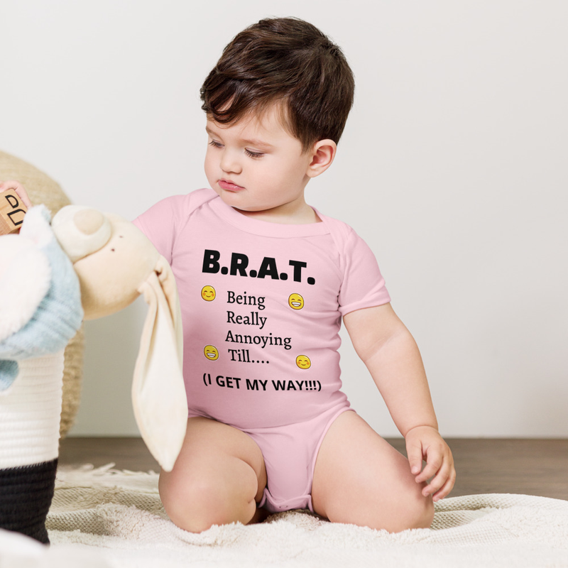 B.R.A.T. Baby One Piece – 3-6m, Pink