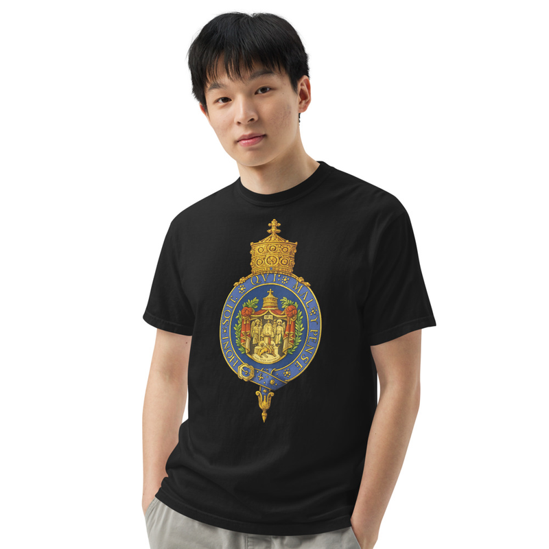 Unisex RTV-HC-0002 - Crowned Ethiopian Imperial Heraldic Emblem garment-dyed heavyweight t-shirt – M, Black