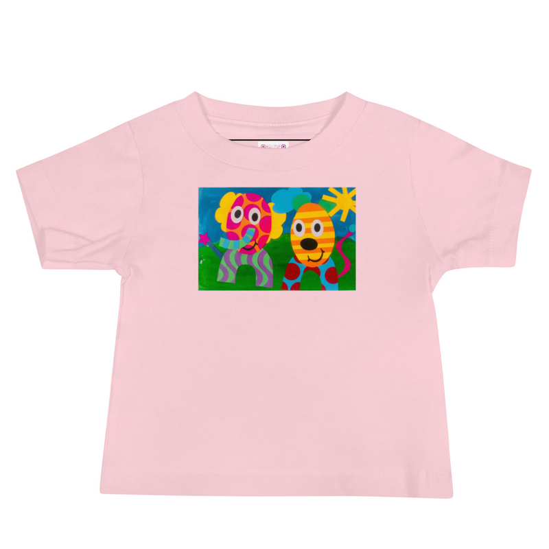 The Elephant & Cheetah - Baby Tee – 6-12m, Pink