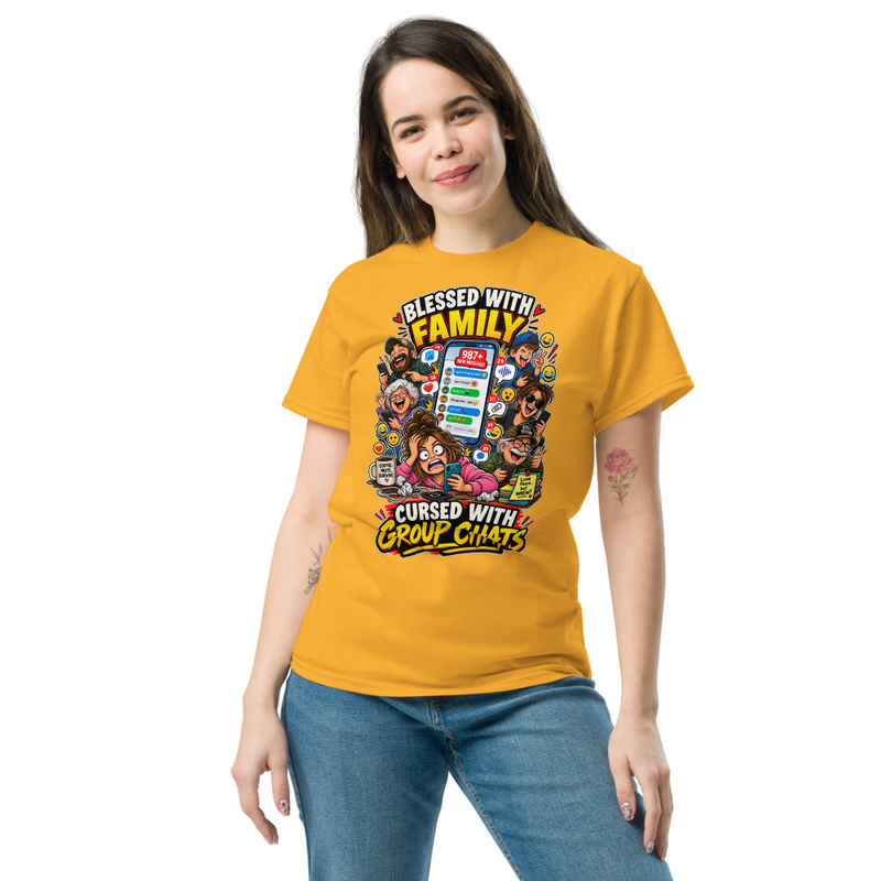 Group Chat - Unisex classic tee – L, Gold