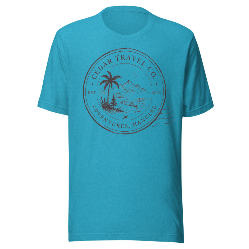 Adventures Handled Tee – L, Heather Aqua