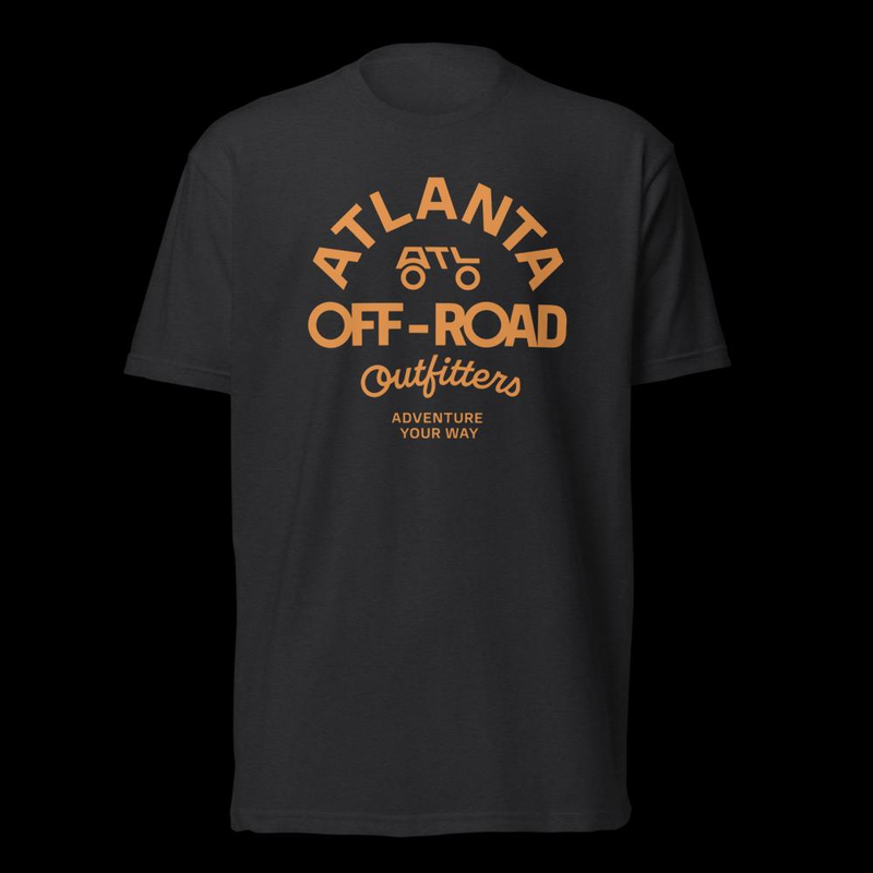 Circular Badge T-shirt (FRONT) - ORANGE LOGO – S, Black