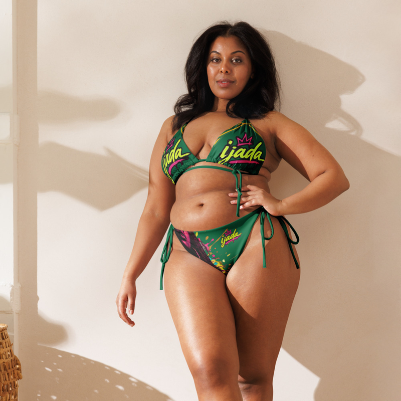 ijada Forest Green All-over print recycled string bikini