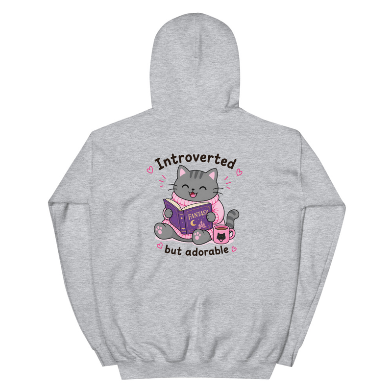 Introverted but adorable Grey Hoodie – S, Sport Grey