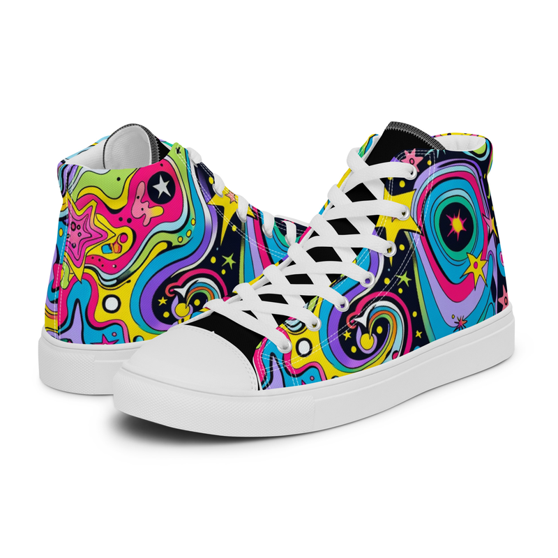 Stargaze. - Black and Spacey Women’s high top canvas shoes