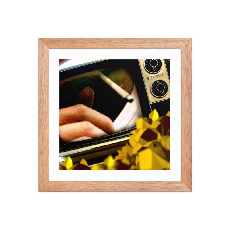 Print Fumer Au Restaurent encadré – 10″×10″, Red Oak