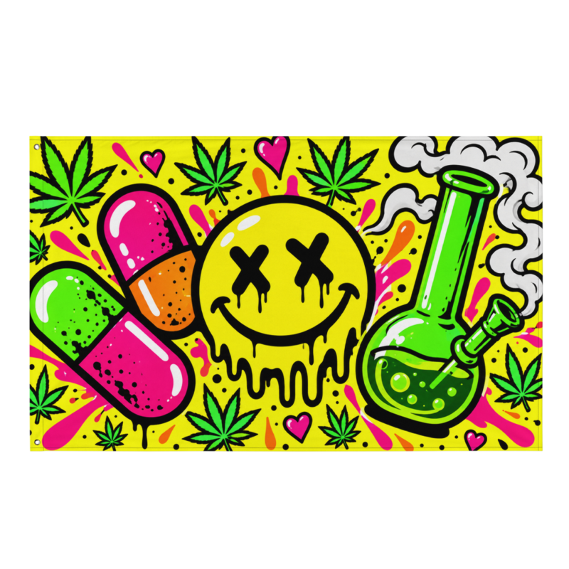 CC-FLG-08 Melting Smiley Psychedelic — Festival Flag — supplier product preview