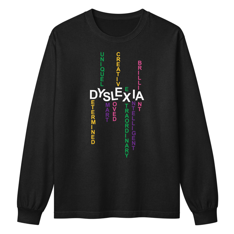 Unisex Long Sleeve Tee with Back Print | Dyslexia v2
