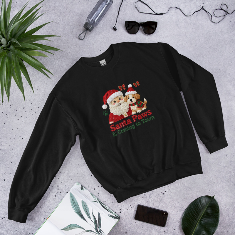 Santa Paws Is Coming to Town Christmas Dog Sweatshirt – view 2