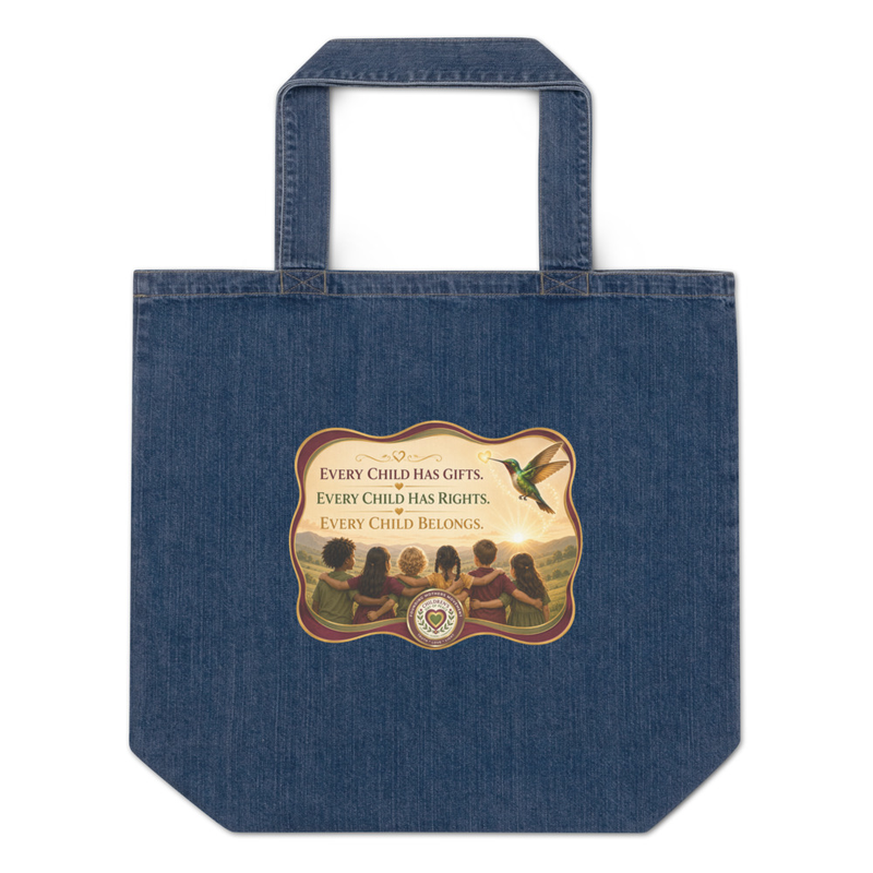 Organic denim tote bag