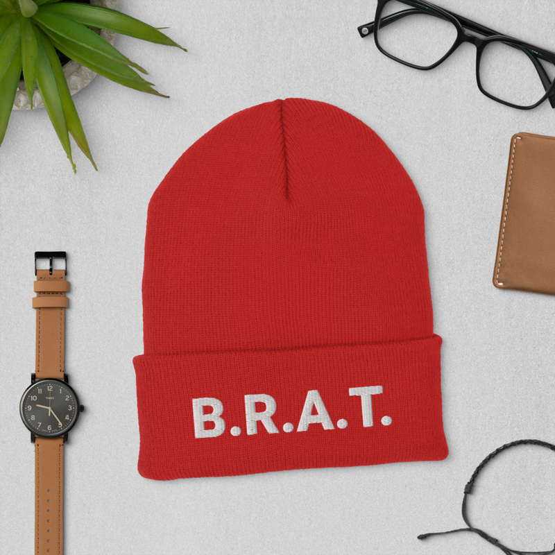 B.R.A.T. Cuffed Beanie – One size, Red