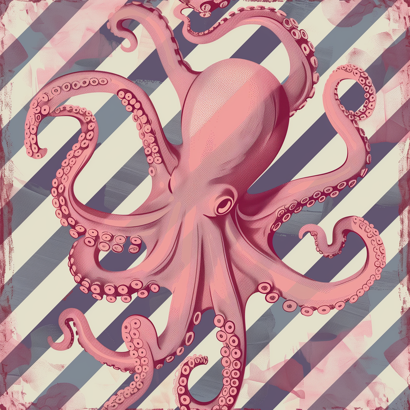 Pink Octopus Flip-Flops Hour or Outdoor Slippers