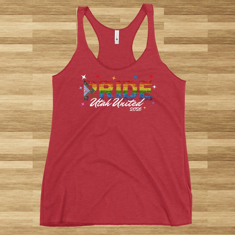 Utah Pride 2026 | Women's Racerback Tank – L, Vintage Red