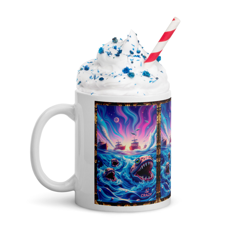 Monster White glossy mug