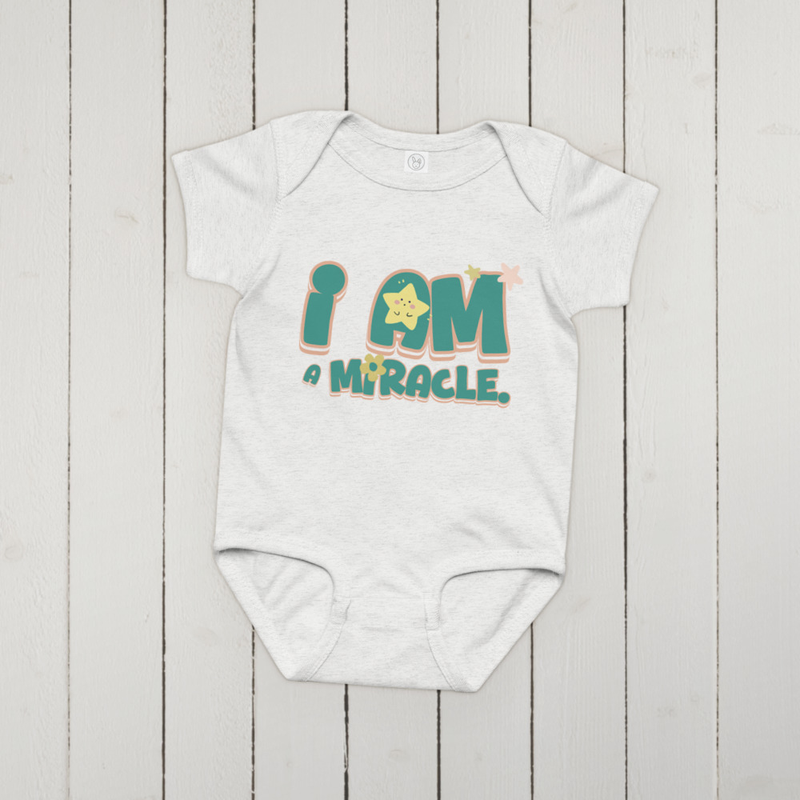 I am a Miracle Baby Onesie – 6M, Ash