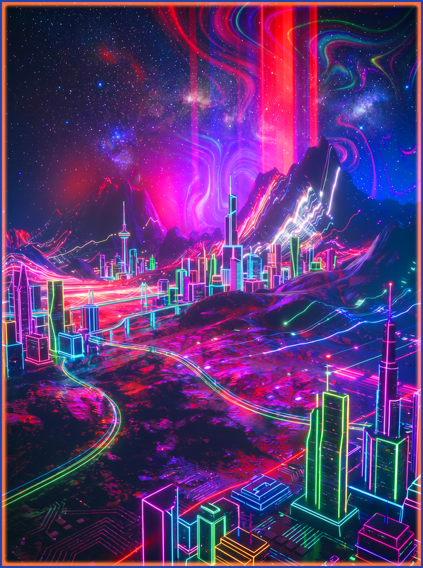 Space Rock Neon City - Space Rock Neon City / Black / S