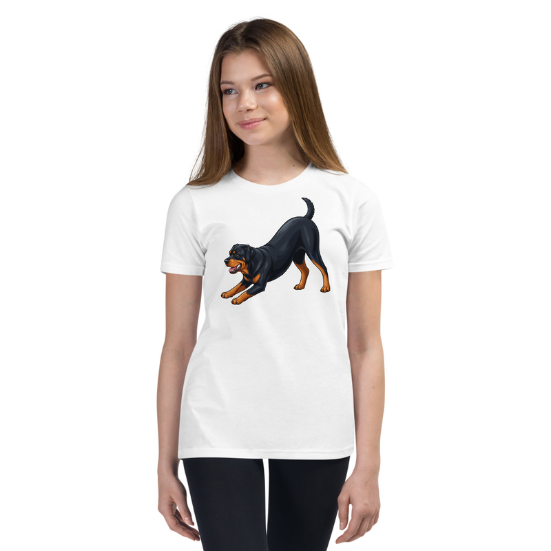 Downward Dog Rottweiler Youth T-Shirt
