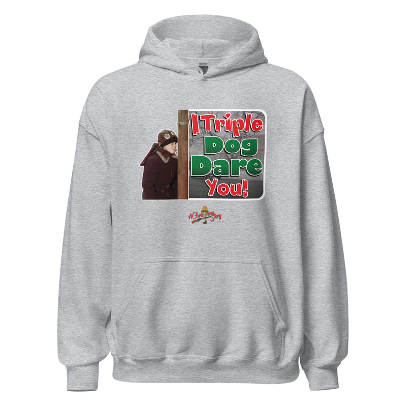 The “I Triple Dog Dare You!” Hoodie  “A Christmas Story Family Style” – XL, Sport Grey