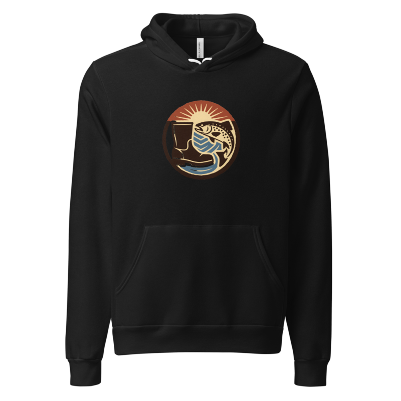 Woodcut First Light Badge Hoodie (Artist Series) — Fly Fishing merch