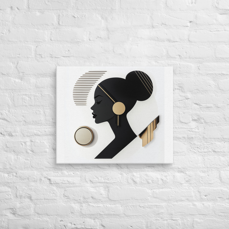 Black & White Woman | Geometric Art on Canvas