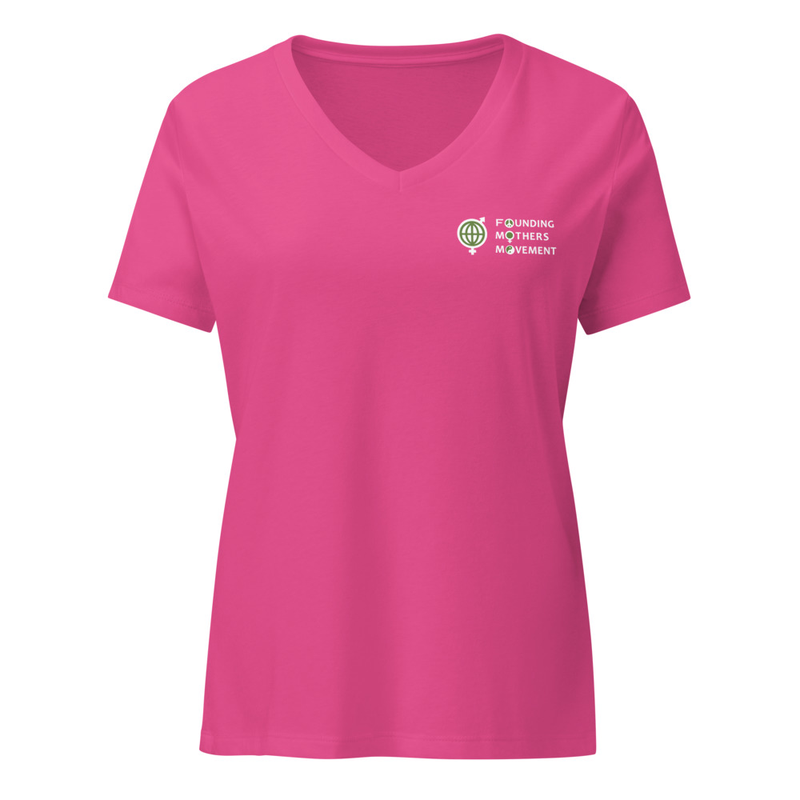 Embroidered FMM Women’s relaxed v-neck t-shirt – Image 2