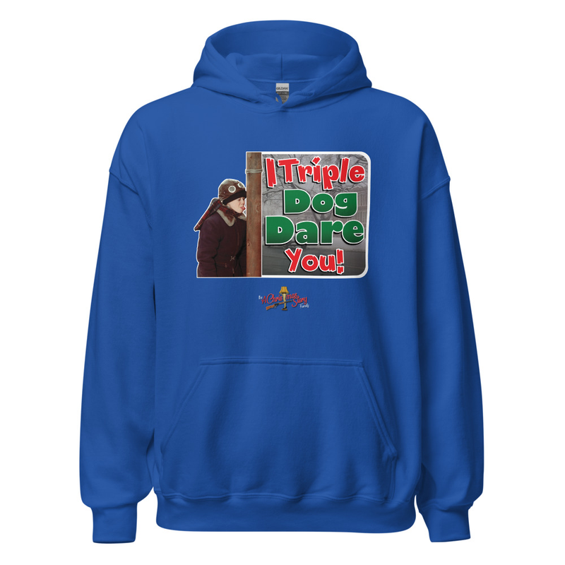 The “I Triple Dog Dare You!” Hoodie  “A Christmas Story Family Style” – XL, Royal