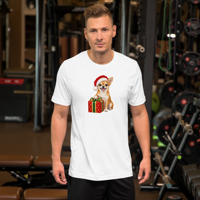 Chihuahua Dog Santa Hat Gift Box Unisex T-Shirt