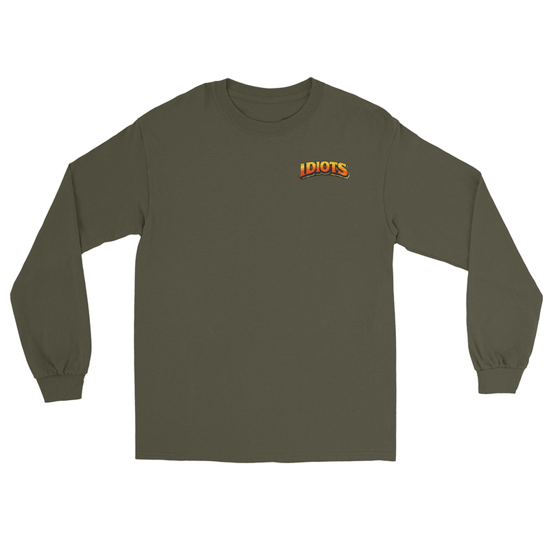 IDIOTS Classic Unisex Long Sleeve Shirt – XL, Military Green