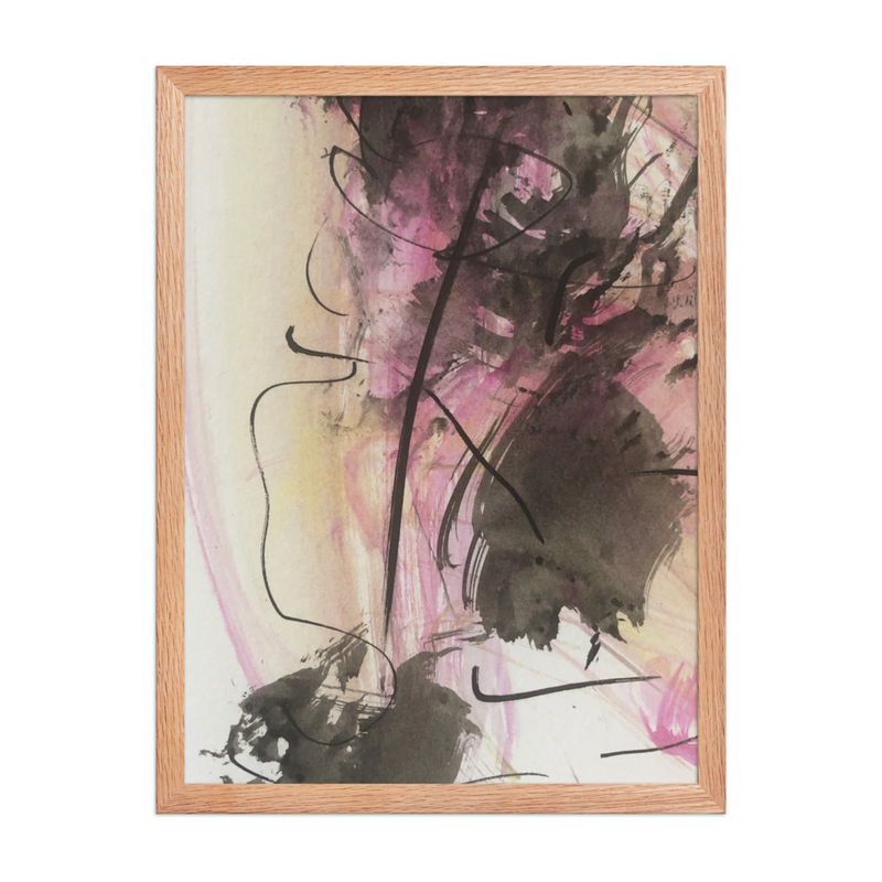 Perceptual Field 0068 – Almost a Figure – Framed Print – 18″×24″, Red Oak