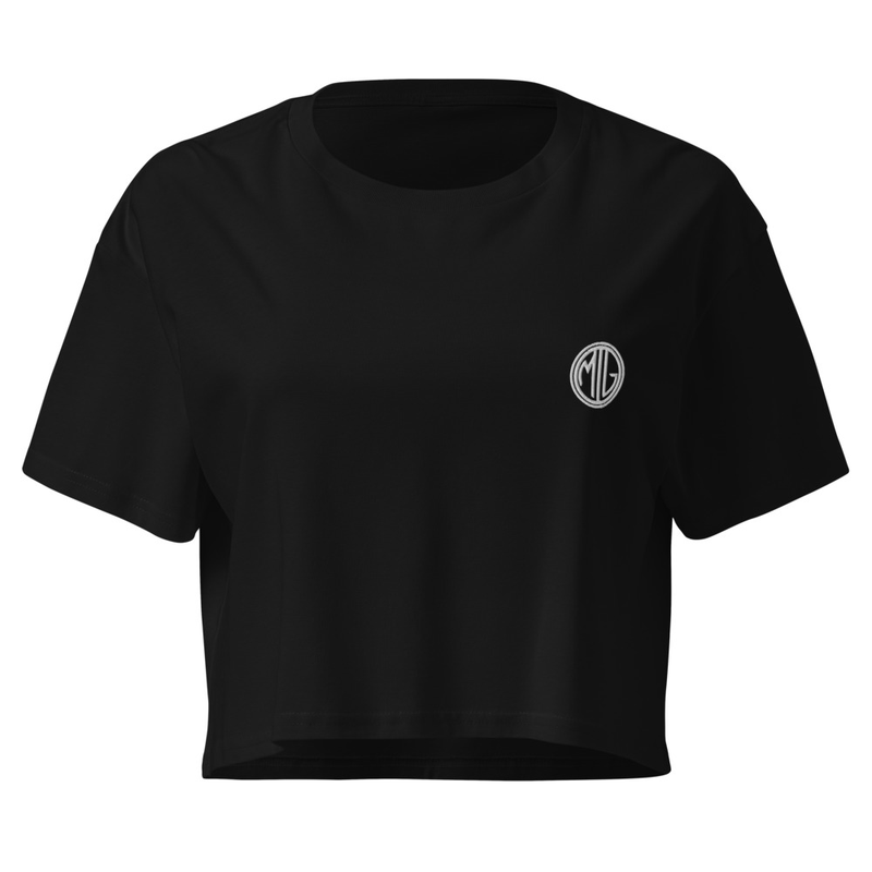 Essentials Cropped Tee | Black + White